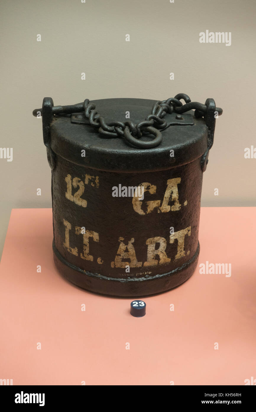 An artillery water bucket (c. 186065), National Civil War Museum, Lincoln Circle, Harrisburg