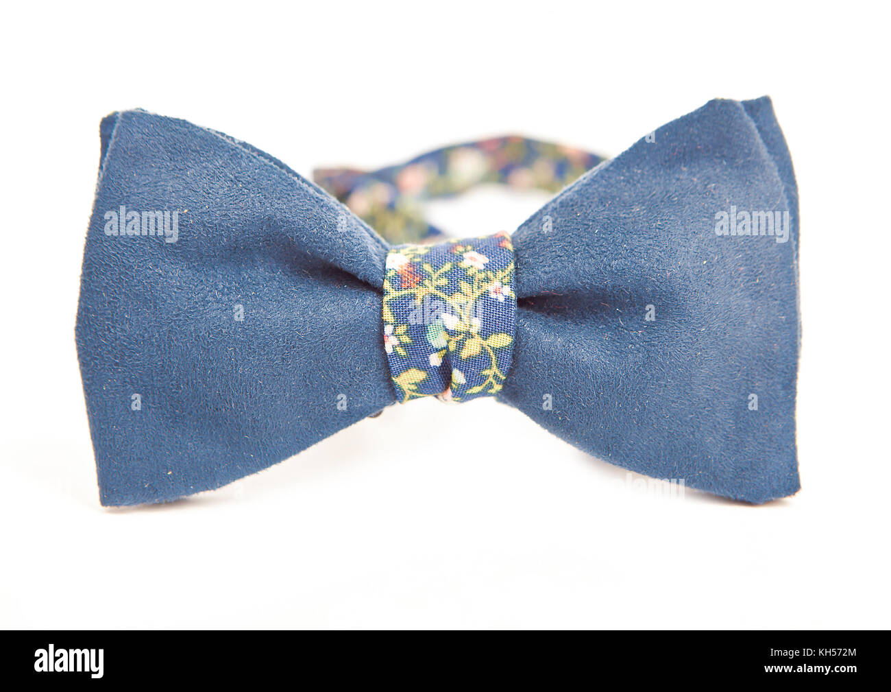 Well-designed stylish dark-blue bow tie made of soft cloth Stock Photo