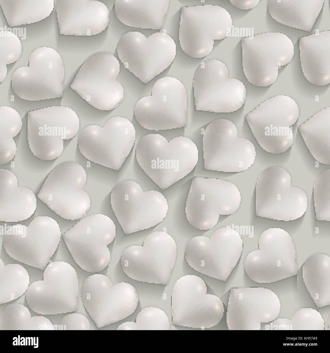 Seamless romantic white hearts valentines vector background. Vector ...
