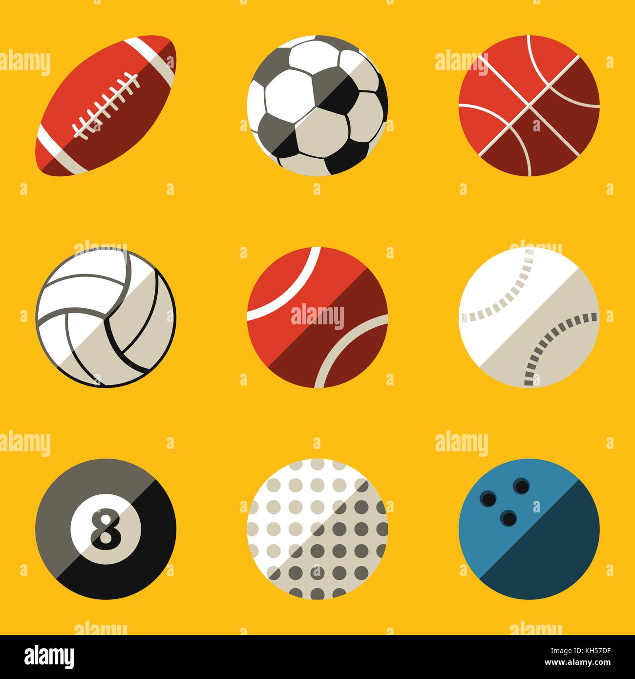 Flat icon set. Sport ball Vector illustration in eps10 Stock Vector ...