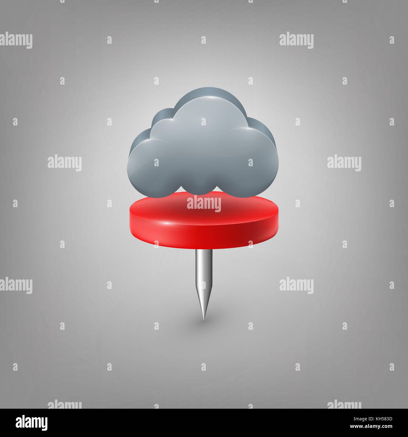 Red pin icon weather. Cloud. Vector illustration in eps10 Stock Vector ...