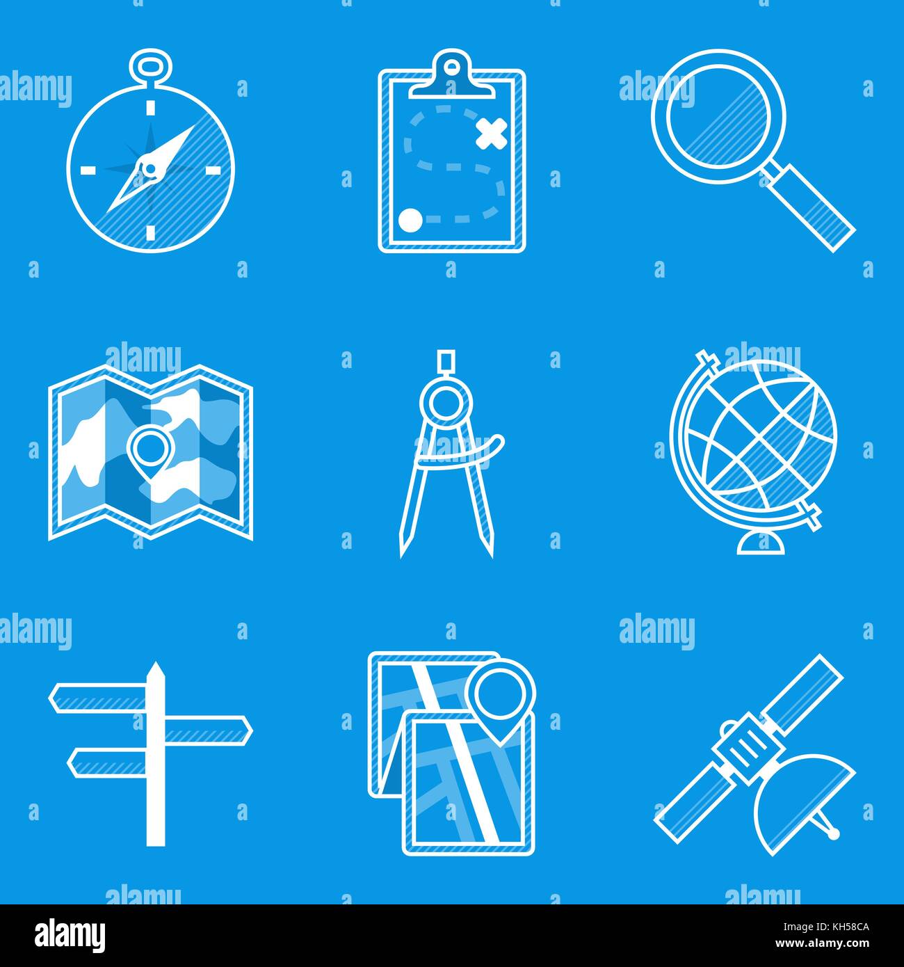 Blueprint icon set. Navigation. Vector illustration in eps10 Stock ...