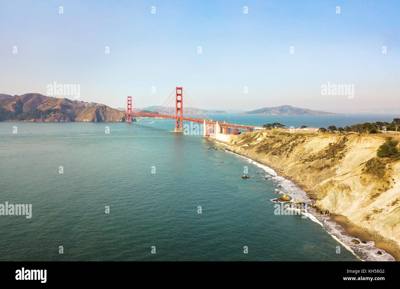 Golden Gate bridge aerial view, San Francisco, USA Stock Photo