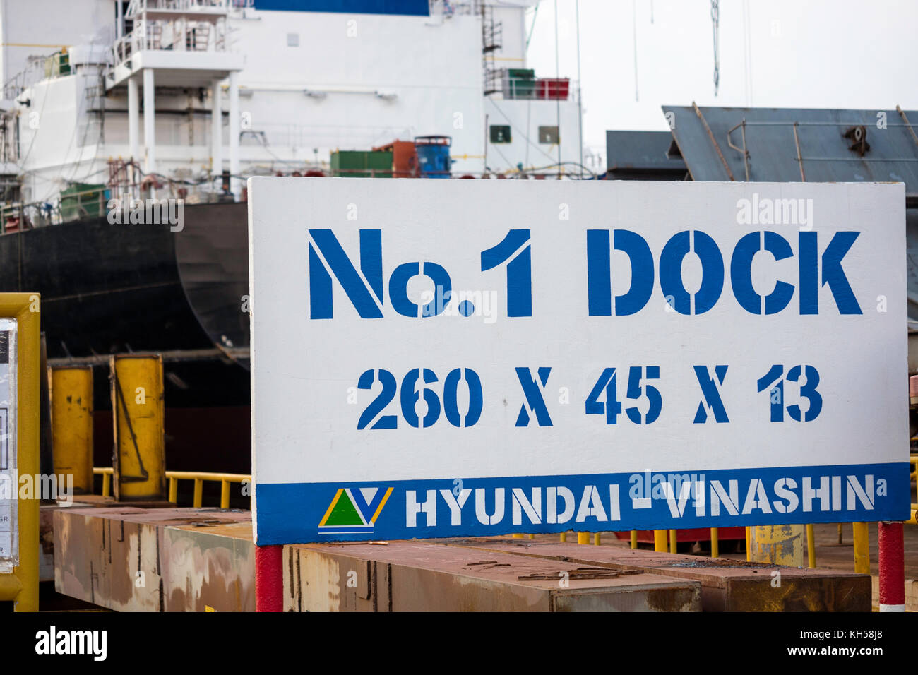 Information panel in dockyard. Camranh Shipyard. Vietnam Stock Photo