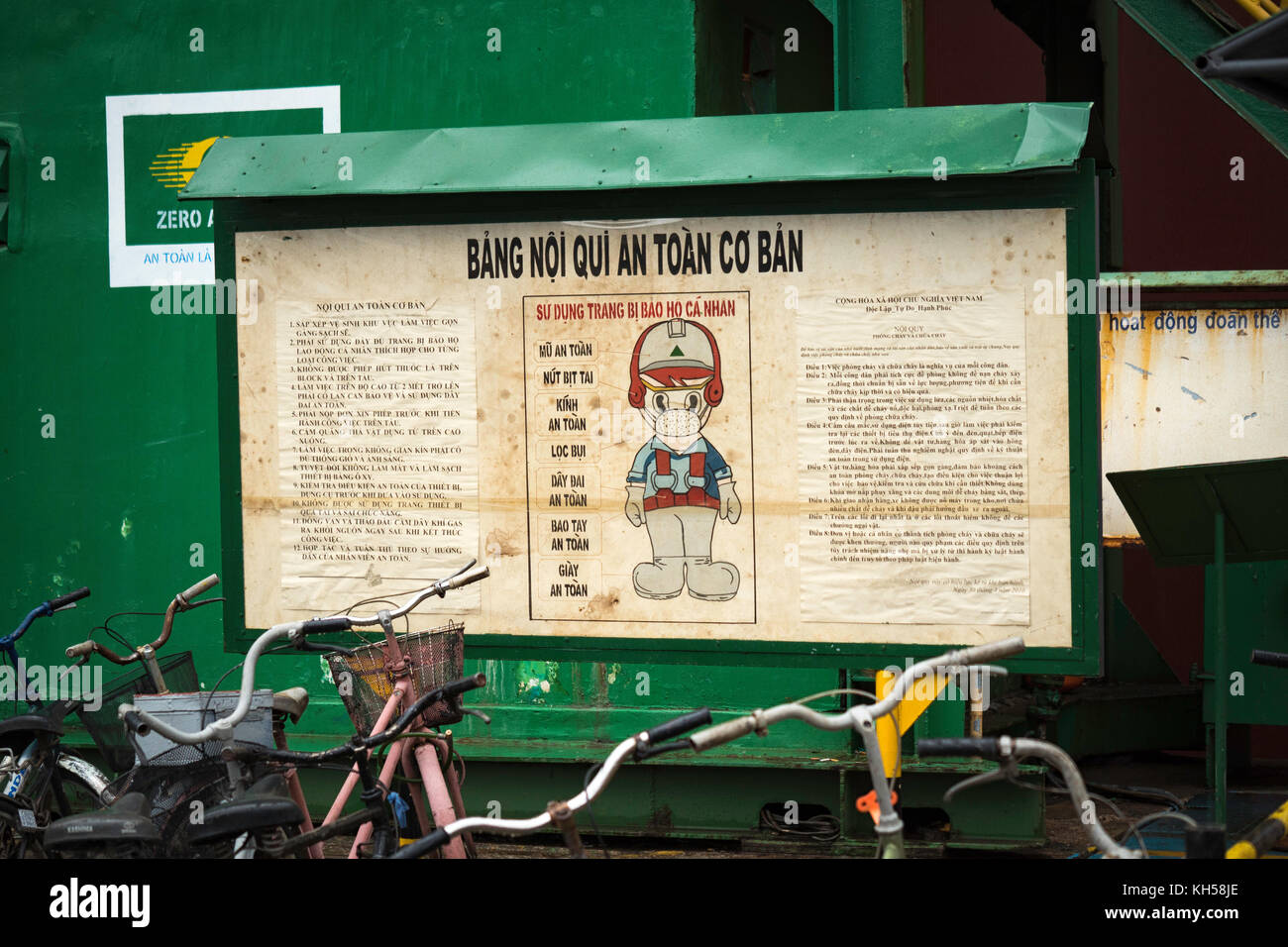 Information panel in dockyard. Camranh Shipyard. Vietnam Stock Photo