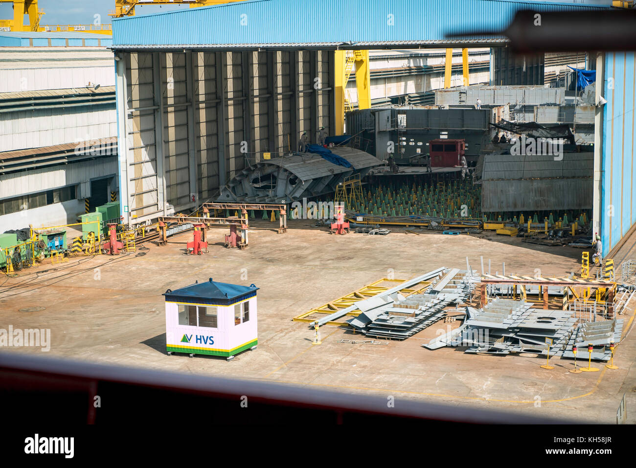 Construction site in shipyard and  the stock of manufacture sections. Camranh Shipyard. Vietnam Stock Photo