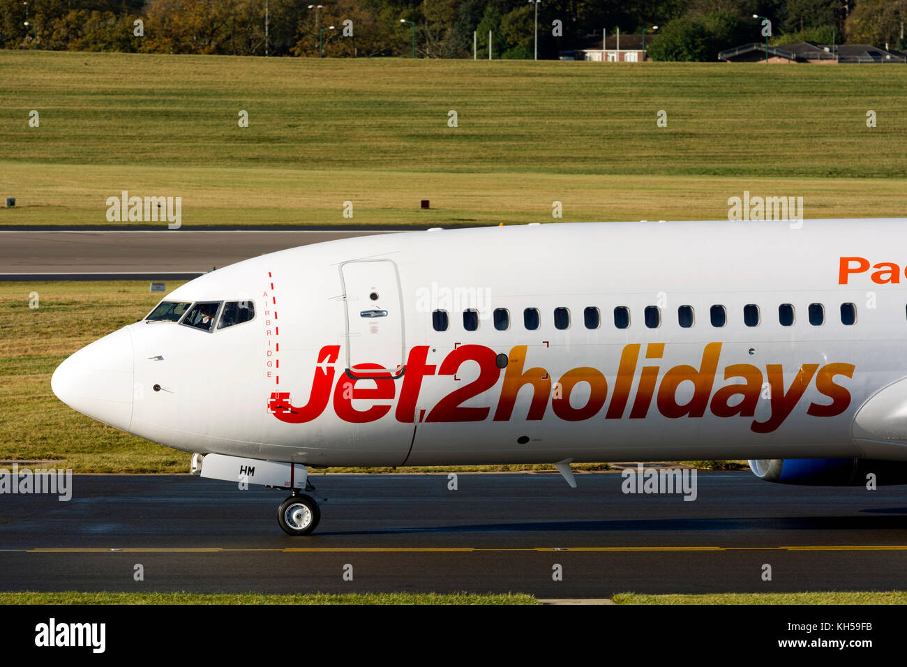Jet2 Boeing 737-8MG taxiing at Birmingham Airport, UK (G-JZHM) Stock Photo
