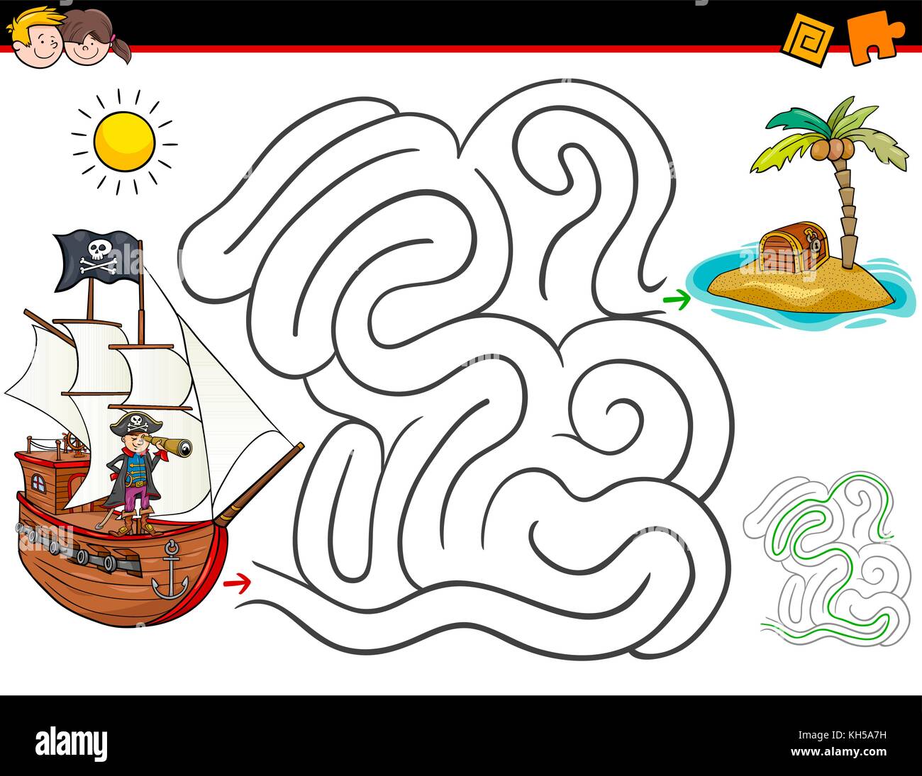 Cartoon Illustration of Education Maze or Labyrinth Activity Game for ...