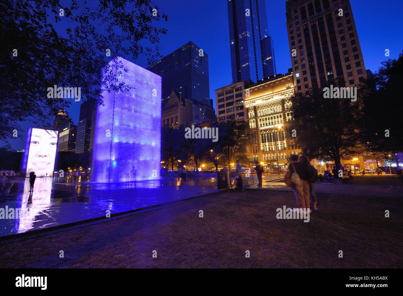 CHICAGO, USA - JULY 15 : View of the Crown Fountain in Millennium Park in Chicago on July 15, 2017. Stock Photo