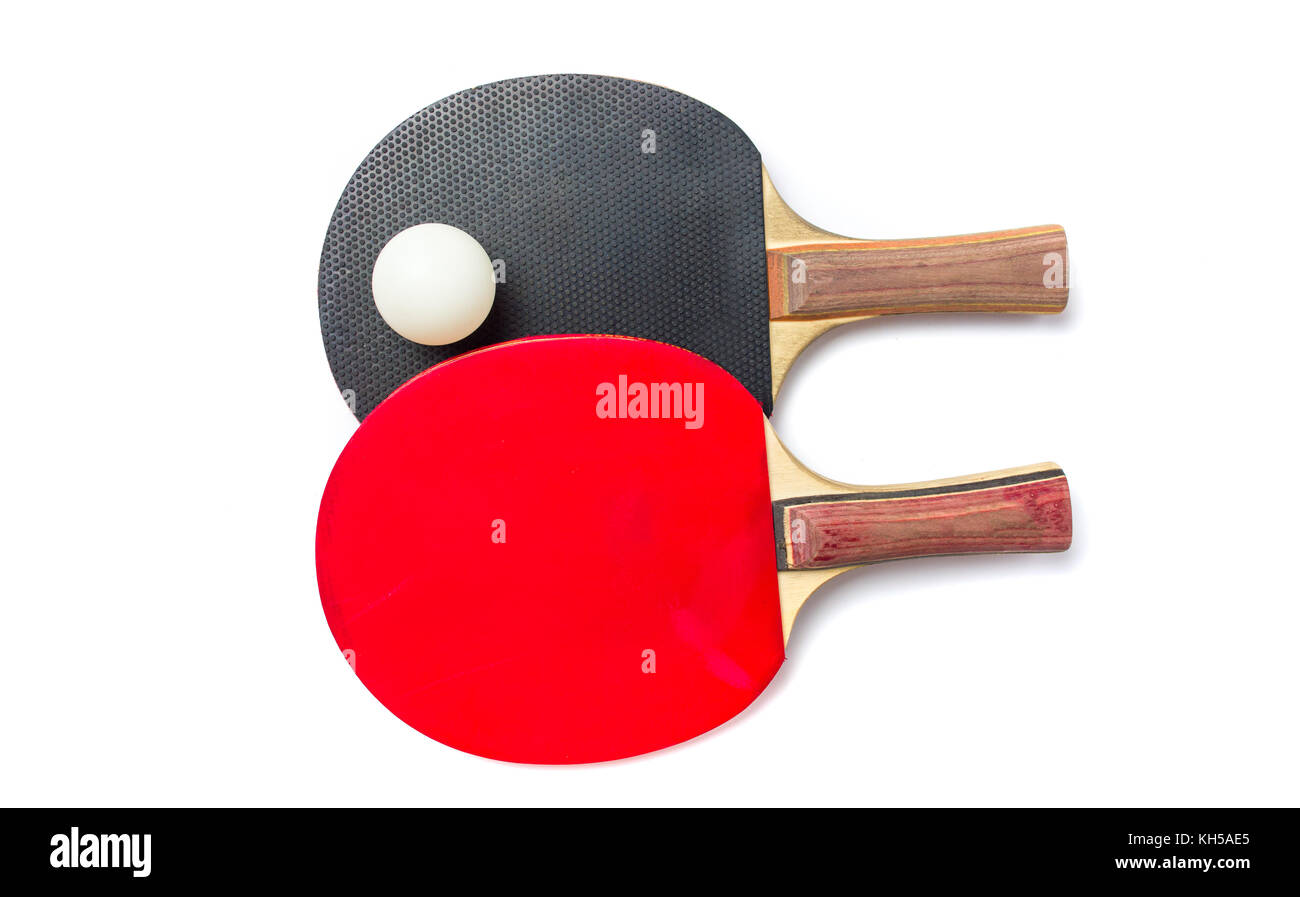 Two table tennis rackets and a ball isolated on white Stock Photo Alamy