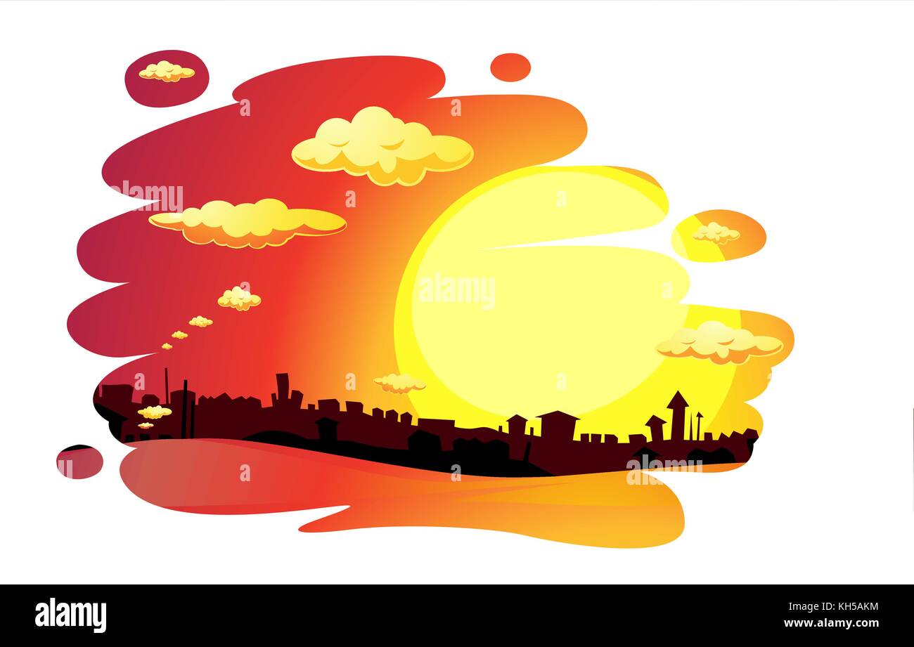 painted sunset city landscape - vector illustration Stock Vector Image ...