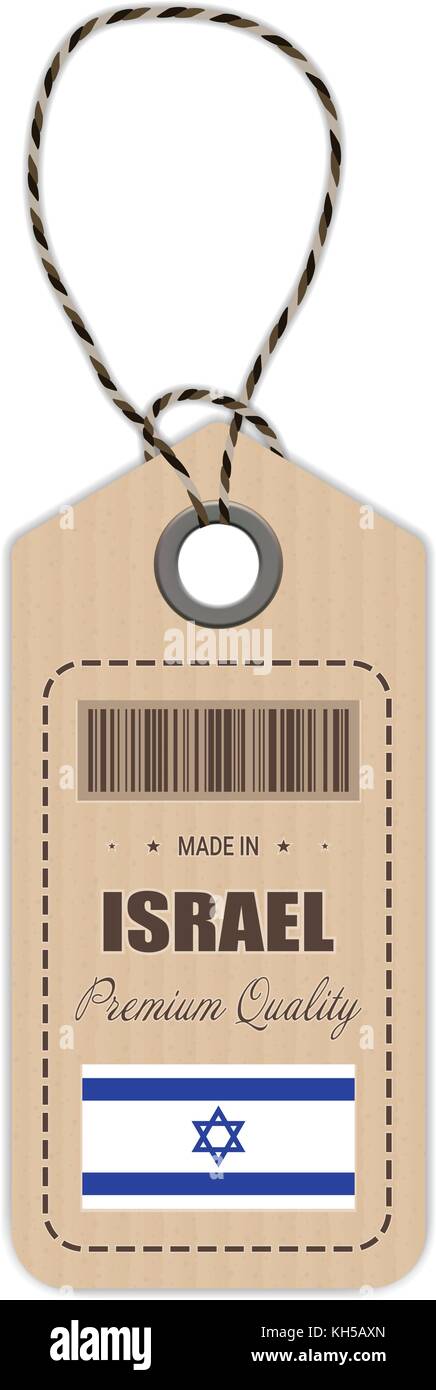 Hang Tag Made In Israel With Flag Icon Isolated On A White Background. Vector Illustration. Stock Vector