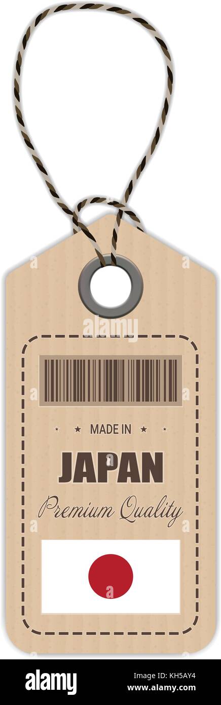 Hang Tag Made In Japan With Flag Icon Isolated On A White Background. Vector Illustration. Stock Vector