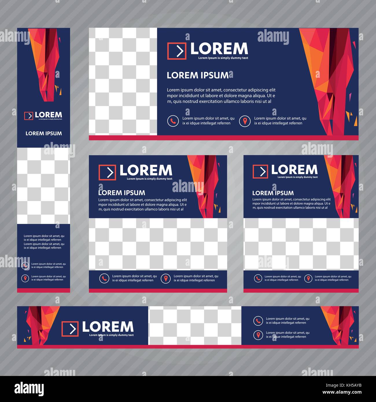 Set Of Web Banners In Standard Sizes Vector Abstract Design With