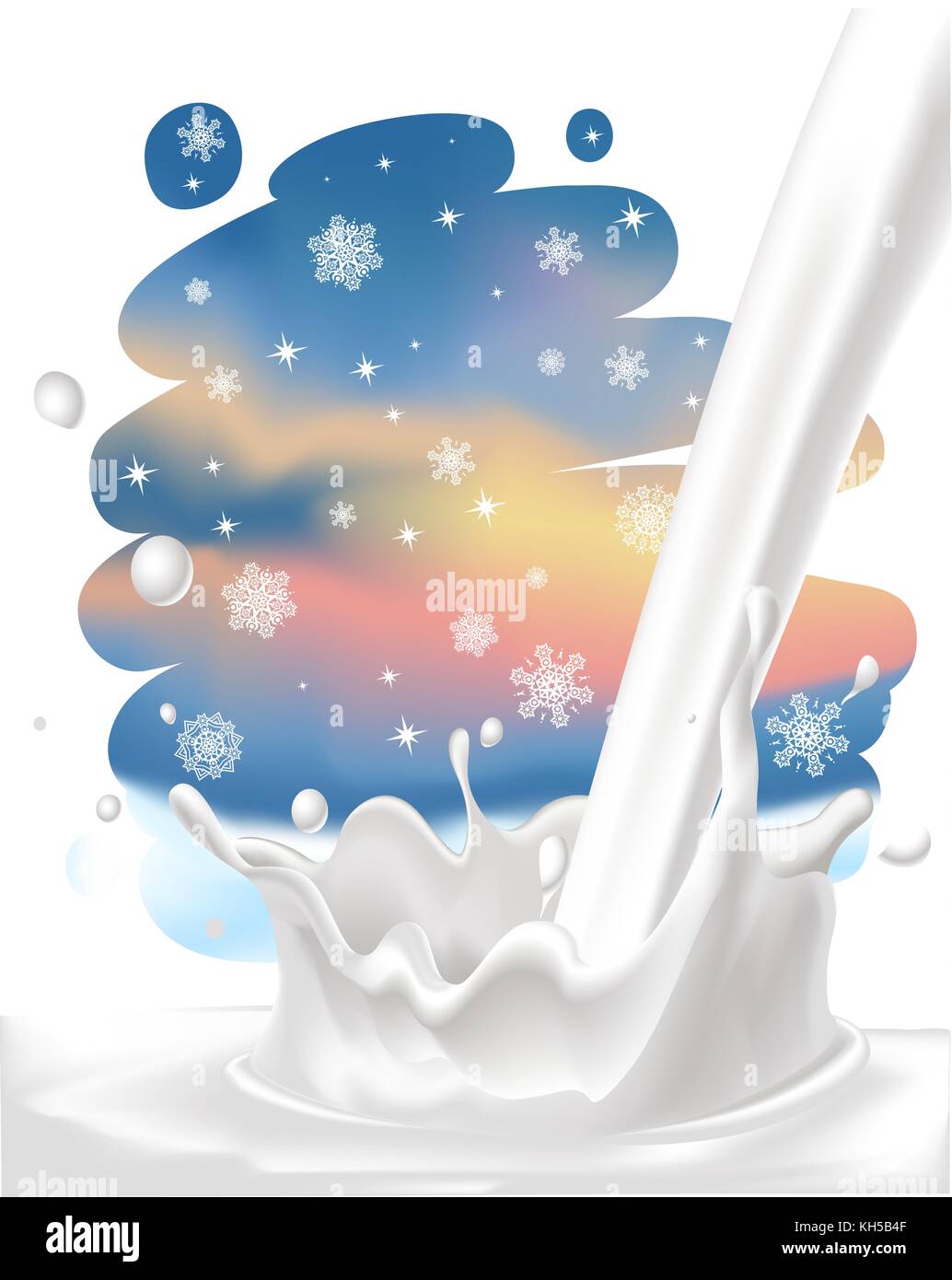 milk splash on painted frosty background - vector illustration Stock ...