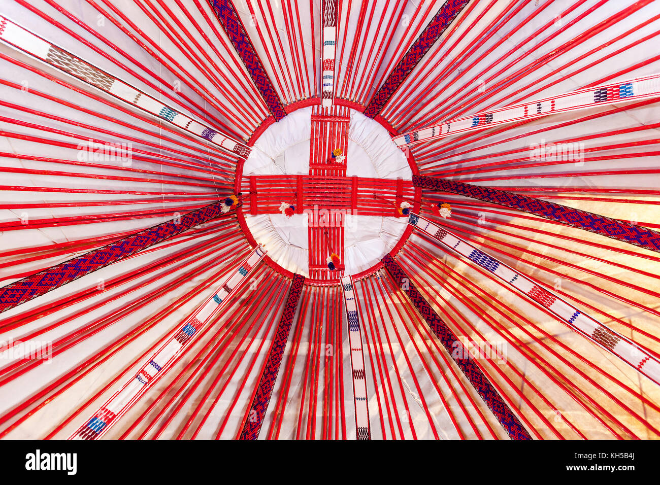 interior of a tent of a nomad or yurt. Stock Photo