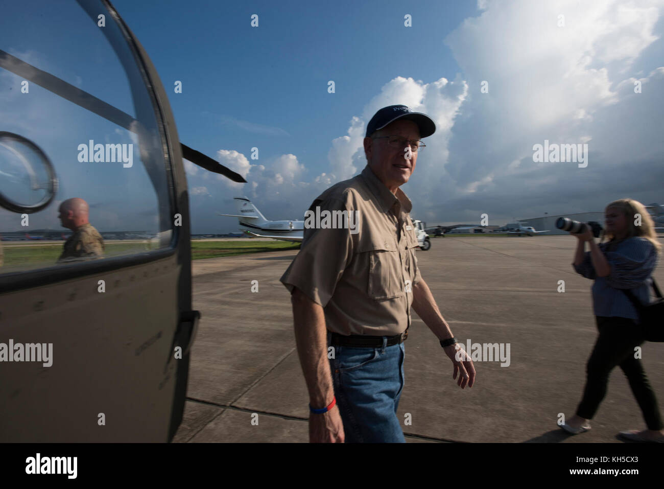 U.S. Secretary of Agriculture Sonny Perdue surveying agricultural damage from Hurricane Harvey