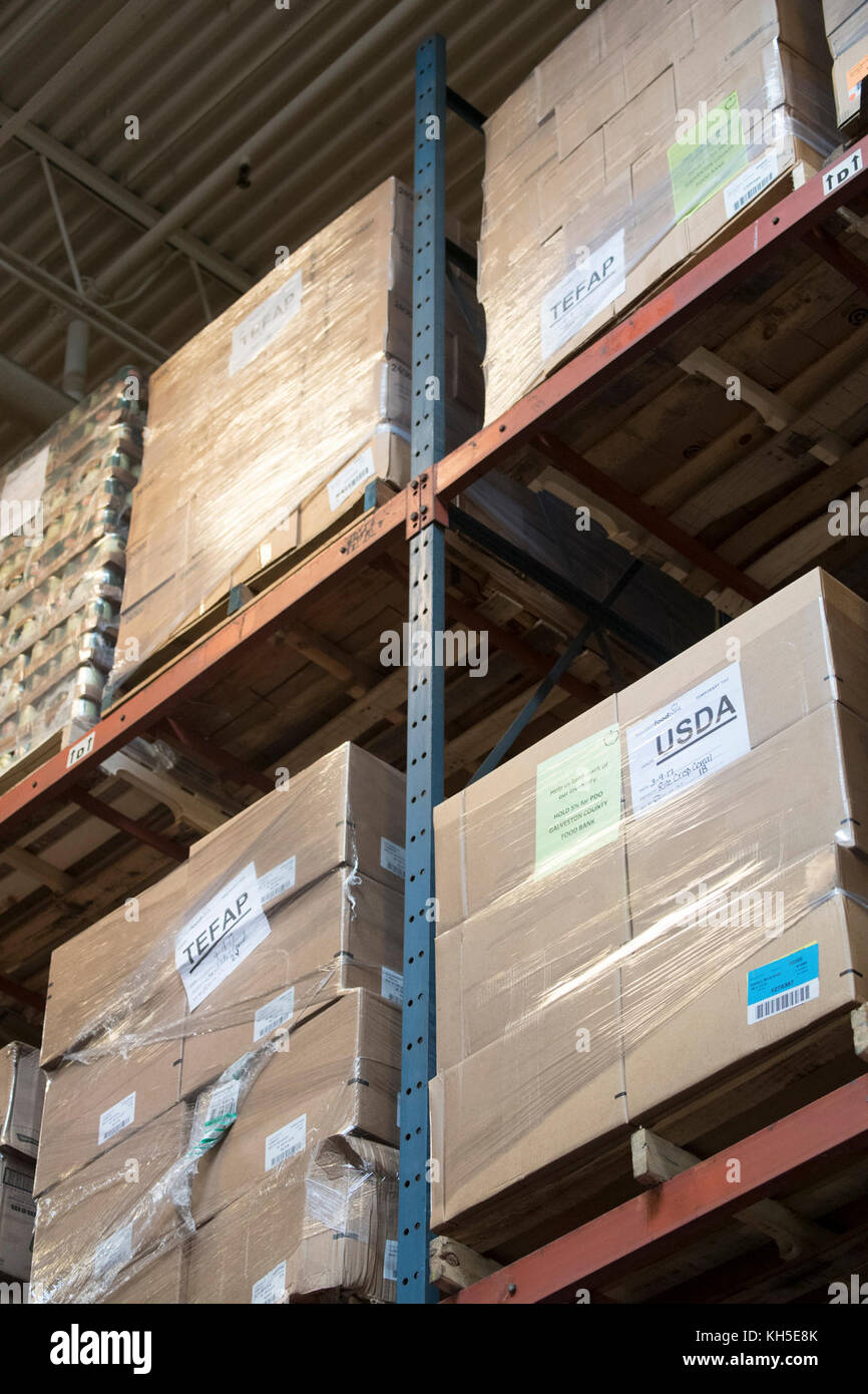 Pallets of USDA Emergency Food Assistance Program (TEFAP) commodities