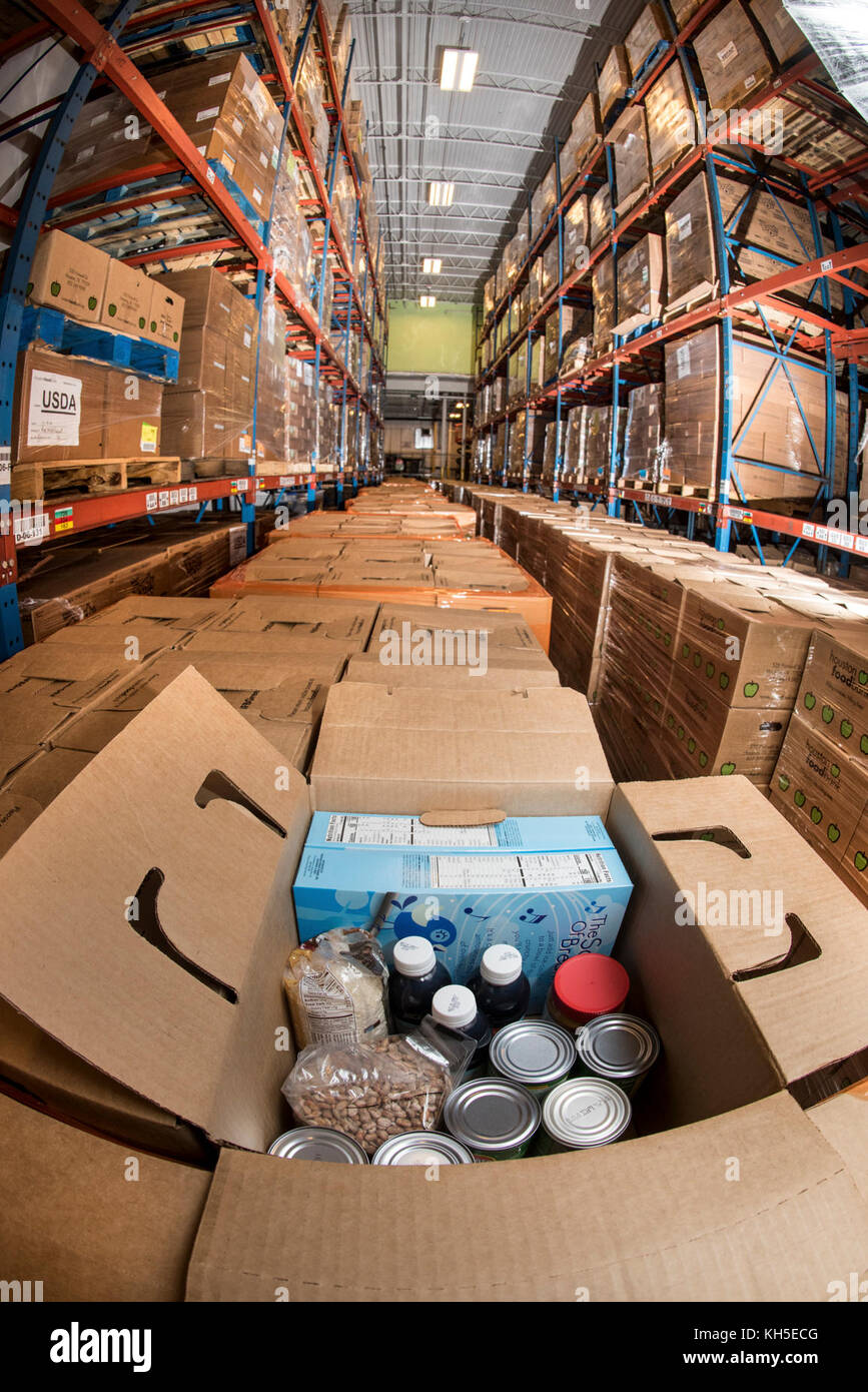 Pallets of USDA Emergency Food Assistance Program (TEFAP) commodities