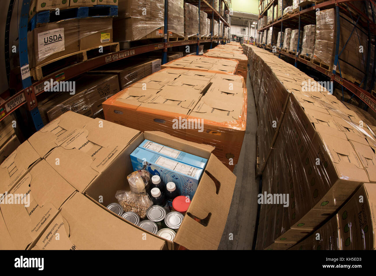 Pallets of USDA Emergency Food Assistance Program (TEFAP) commodities