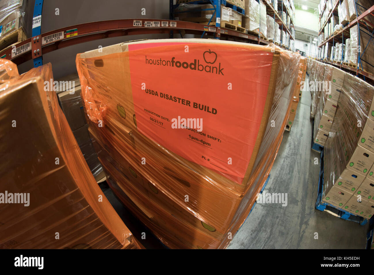 Pallets of USDA Emergency Food Assistance Program (TEFAP) commodities