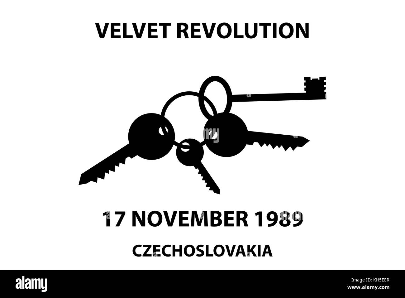 Clinking keys - velvet revolution symbol - 17 november 1989 Stock Vector