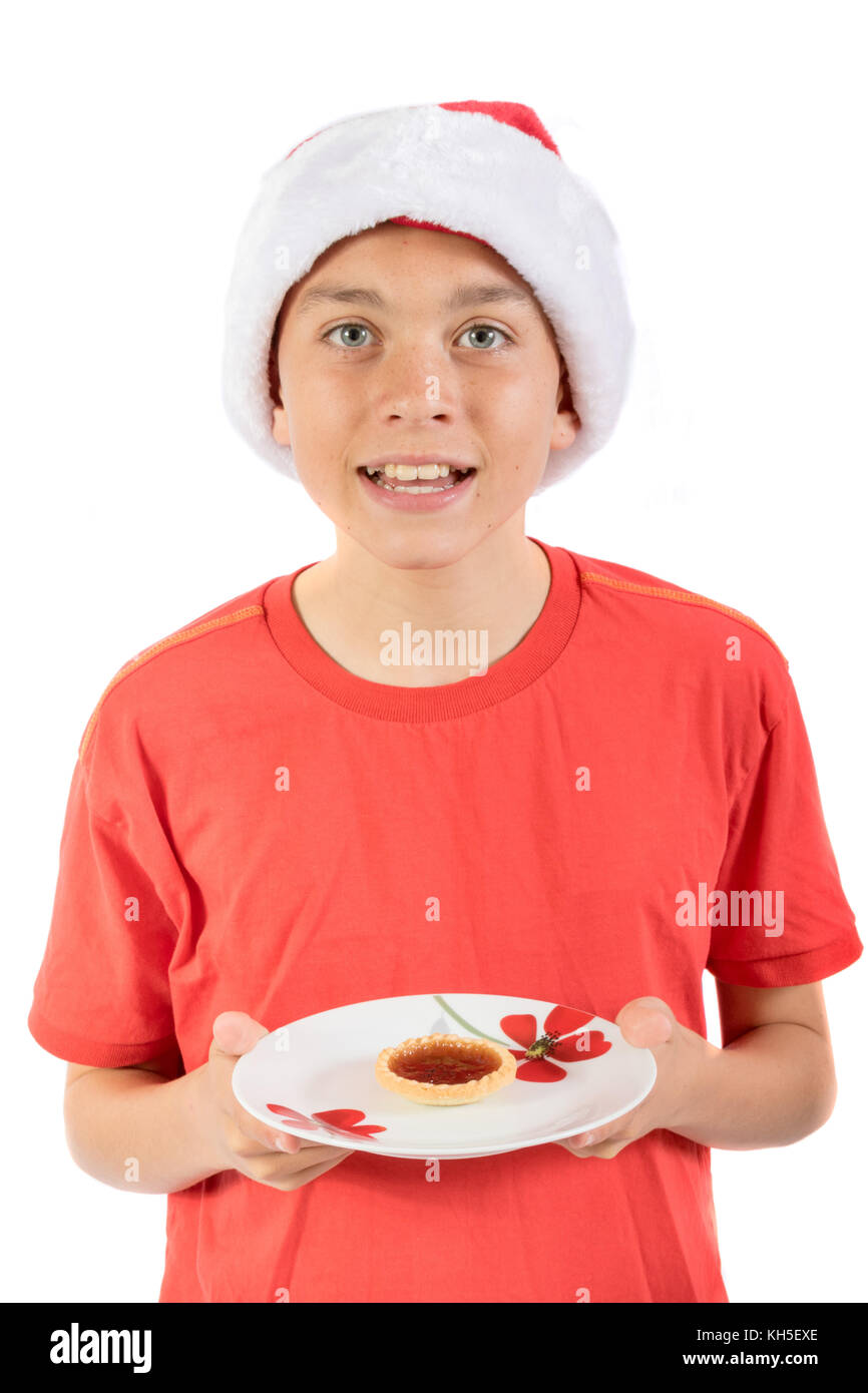 Teenage boy with a jam tart Stock Photo Alamy