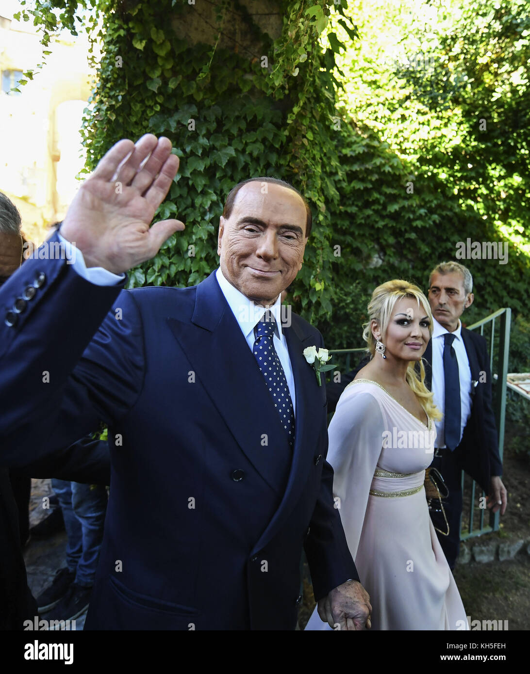 Silvio Berlusconi and his partner Francesca Pascale attend the wedding of her sister Marianna Pascale in Ravello  Featuring: Silvio Berlusconi, Francesca Pascale Where: Ravello, Italy When: 13 Oct 2017 Credit: IPA/WENN.com  **Only available for publication in UK, USA, Germany, Austria, Switzerland** Stock Photo