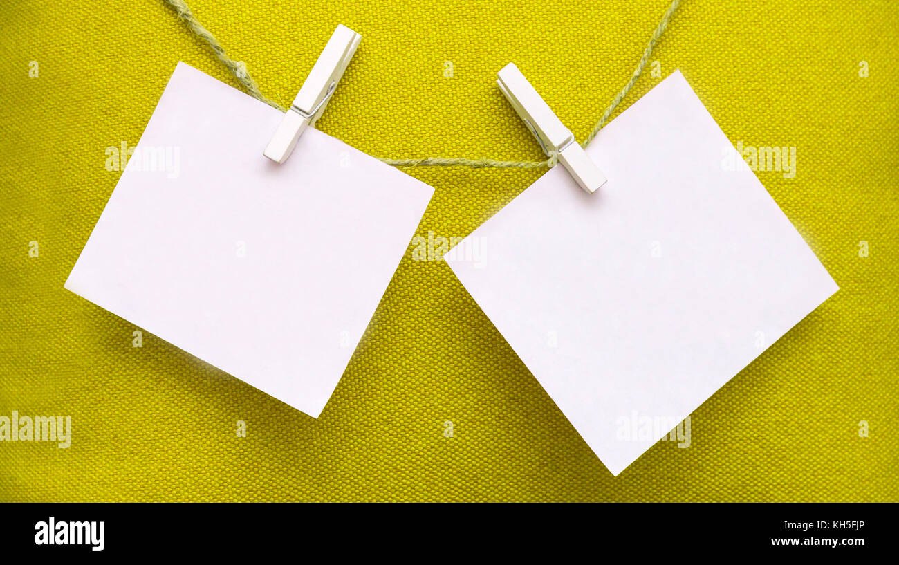 Mock up, hanging on a string with clothespins Stock Photo Alamy