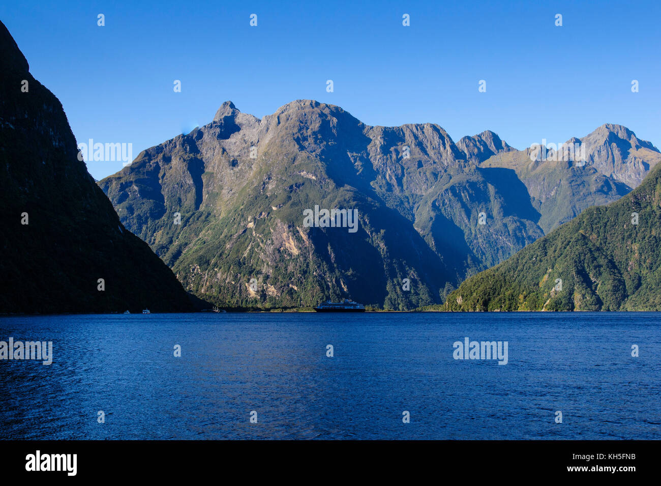 The steep cliffs of Milford Sound, South Island, New Zealand Stock ...