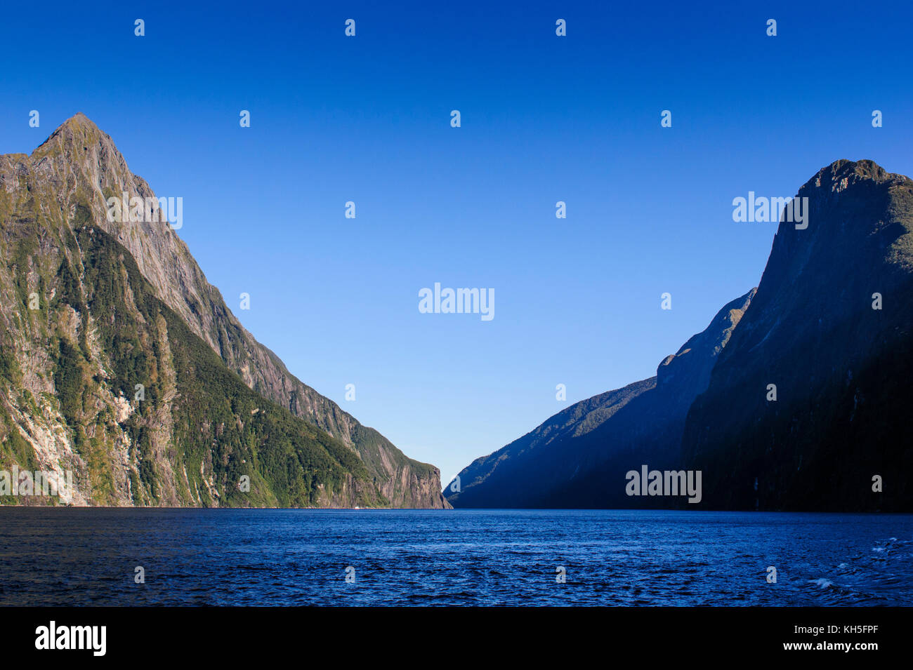 The steep cliffs of Milford Sound, South Island, New Zealand Stock ...