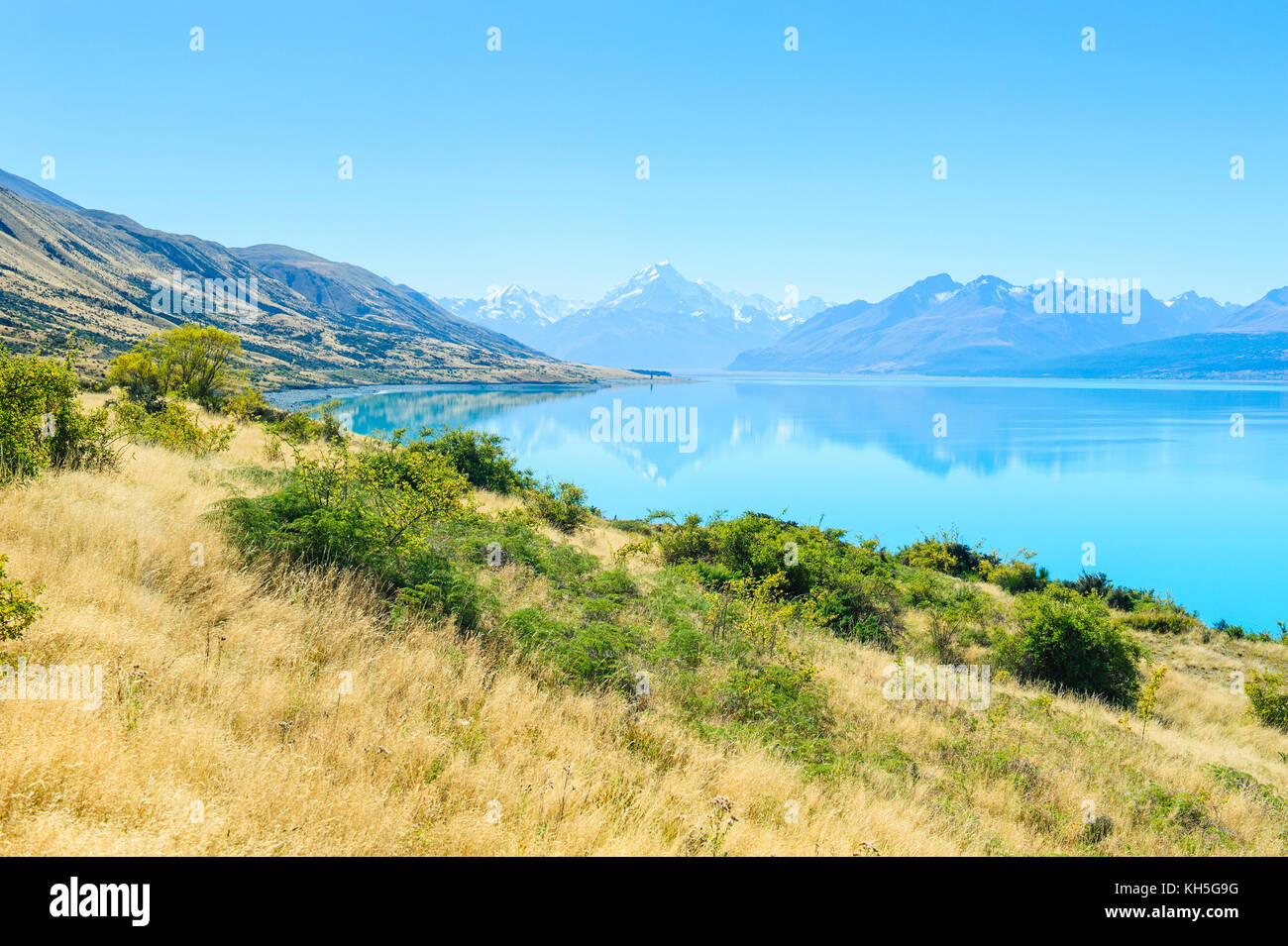 Lake Pukaki, Mount Cook National Park, South Island, New Zealand Stock Photo