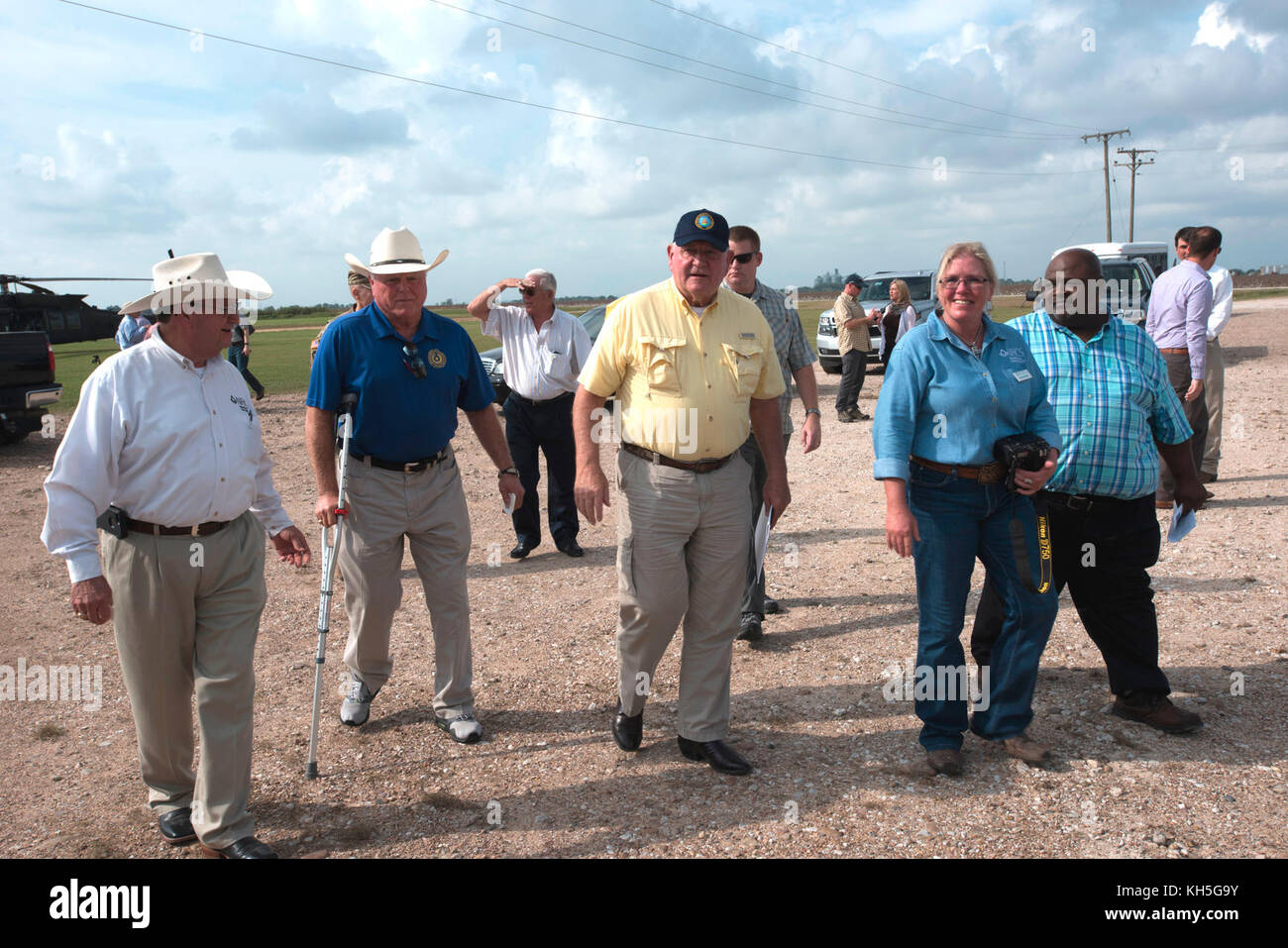 U.S. Secretary of Agriculture Sonny Perdue surveying agricultural damage from Hurricane Harvey