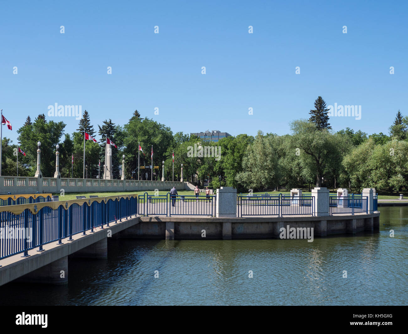 Bridge,  Wascana Lake, Regina, Saskatchewan, Canada. Stock Photo