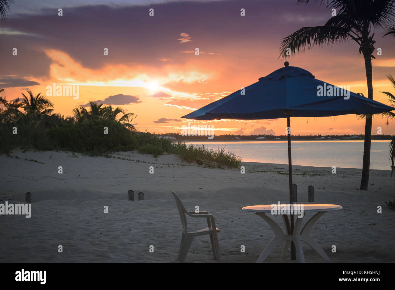 Sunset on Treasure Cay, Bahamas Stock Photo