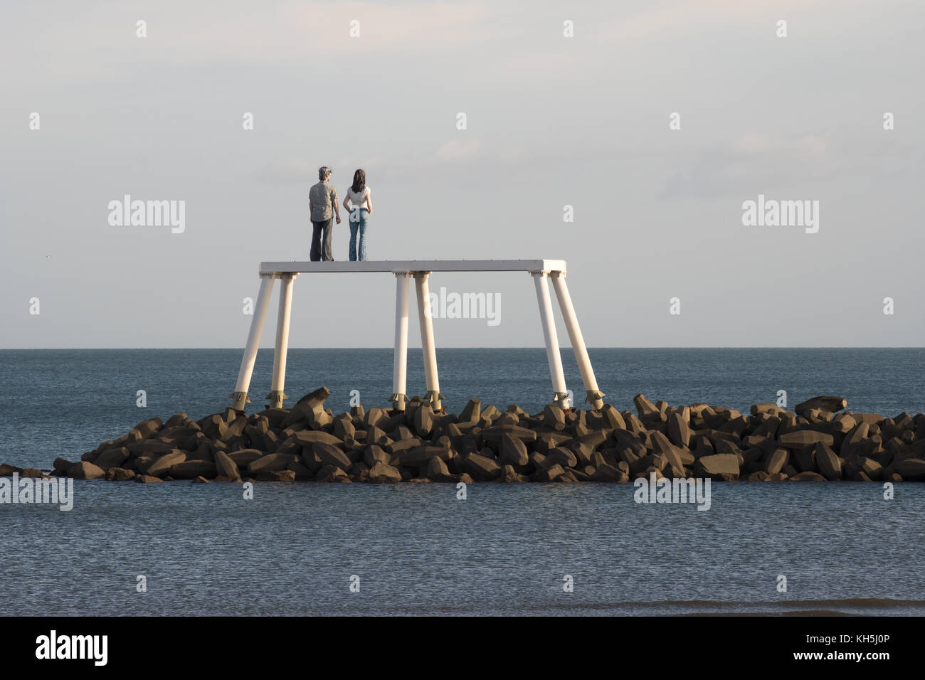 Sculpture The Couple by Sean Henry, Newbiggin by the sea