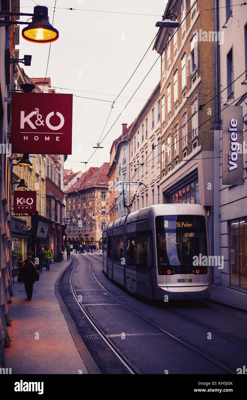 Graz, Austria - November 07, 2017: One of downtown streets during day ...