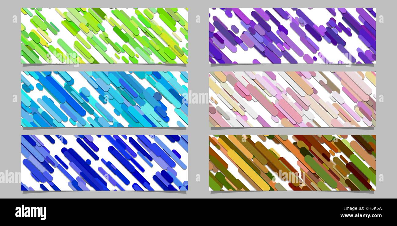 Modern random diagonal stripe pattern banner background design set - horizontal rectangle vector graphics Stock Vector