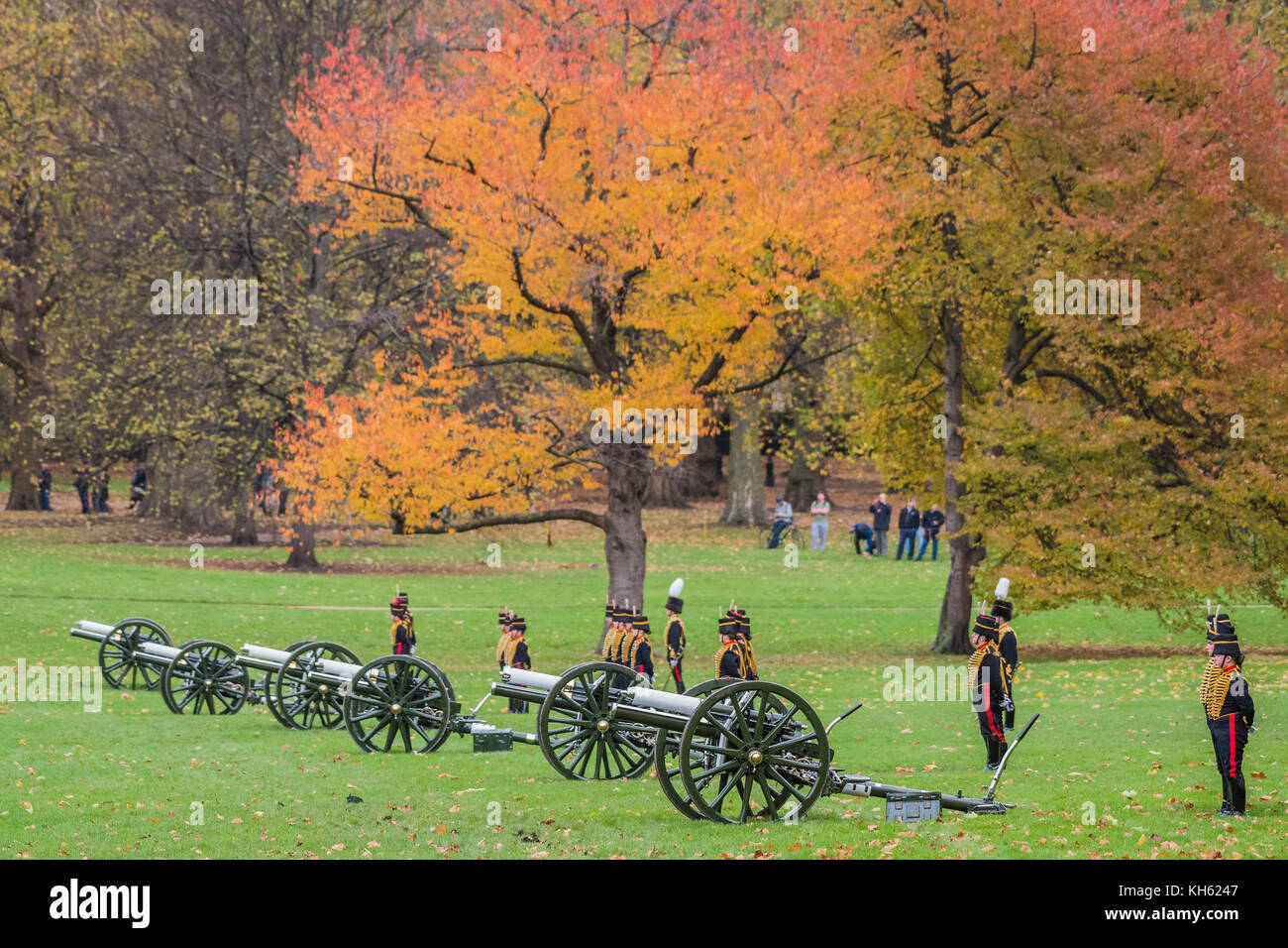 London, UK. 14th Nov, 2017. The gun carriage horses are led away and