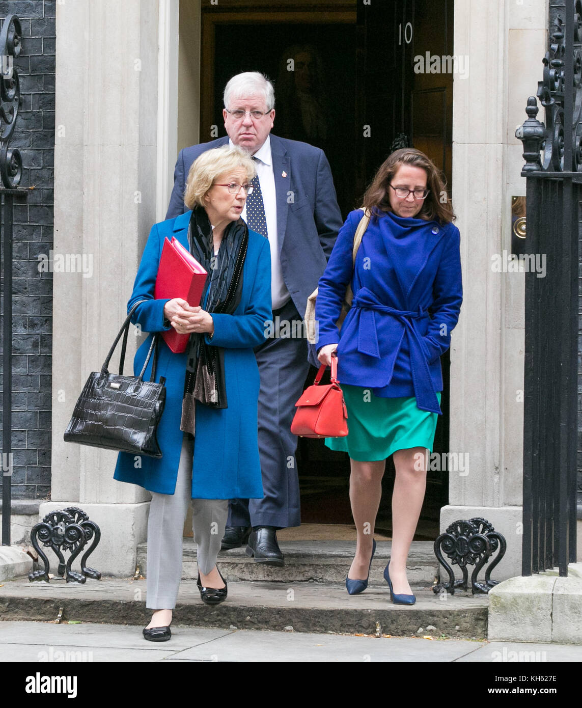 Downign Street. London, UK. 14th Nov, 2017. Andrea Leadsom, Lord President of the Council, and Leader of the House of Commons, Baroness Evans of Bowes Park, Lord Privy Seal, and Leader of the House of Lords and Sir Patrick McLoughlin, Chancellor of the Duchy of Lancaster departs from No 10 Downing Street after attending the weekly Cabinet Meeting. Credit: Dinendra Haria/Alamy Live News Stock Photo