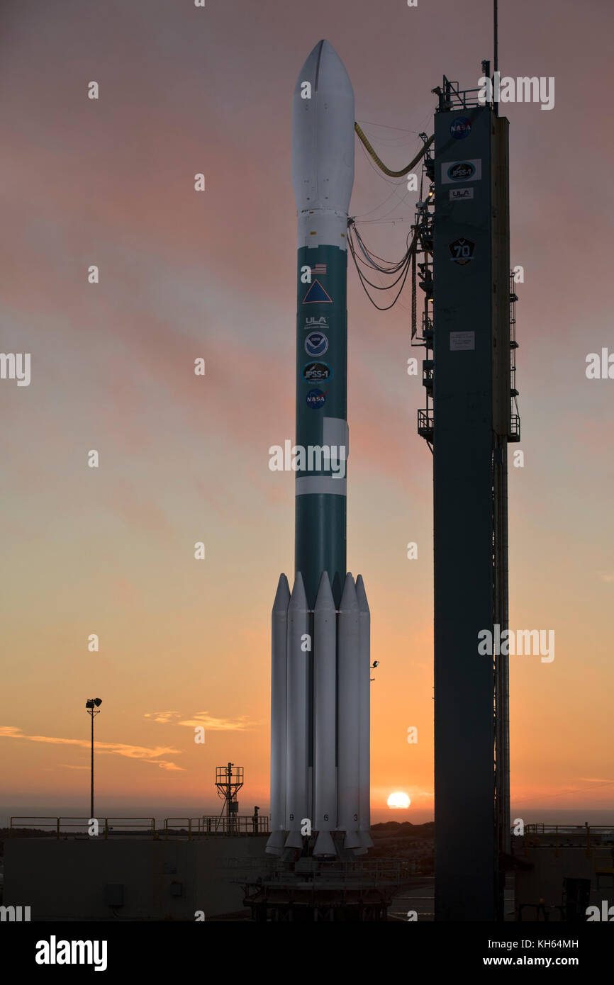 Lompoc, USA. 13th Nov, 2017. The United Launch Alliance Delta II rocket carrying the Joint Polar