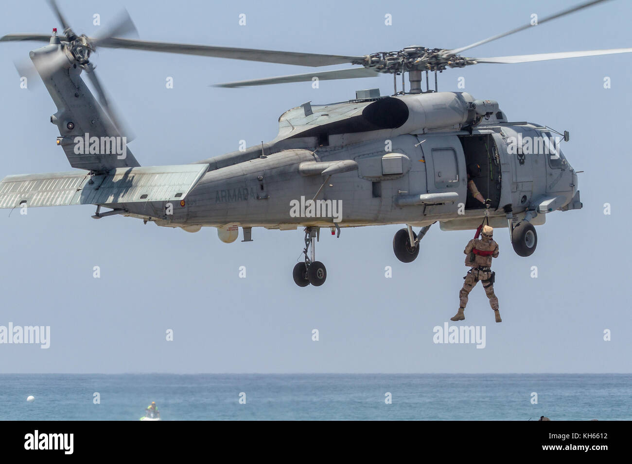 MOTRIL, GRANADA, SPAIN-JUN 11: Helicopter SH-60B Seahawk taking part in an exhibition on the 12th international airshow of Motril on Jun 11, 2017, in  Stock Photo