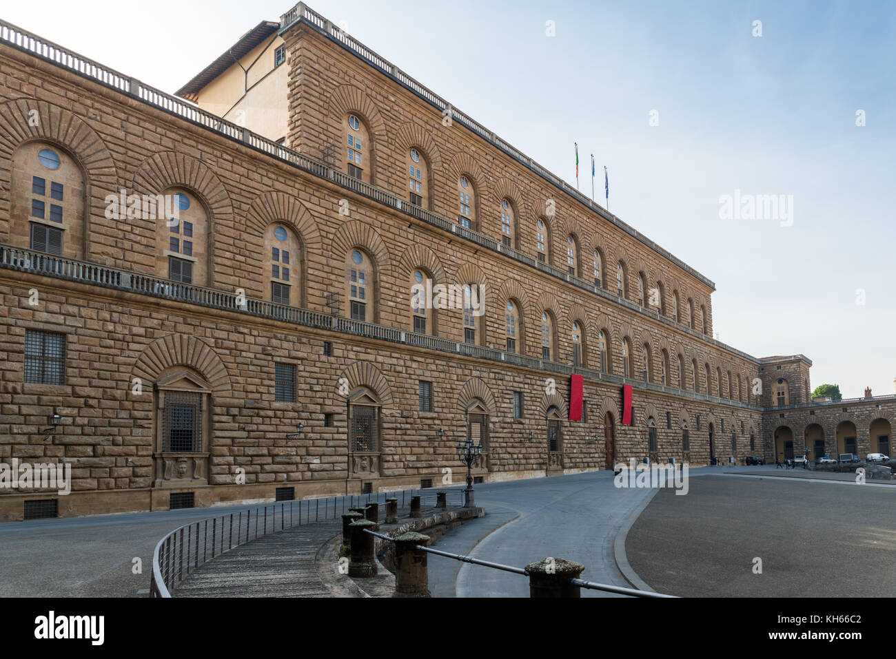 The Palazzo Pitti, in English sometimes called the Pitti Palace, is a vast, mainly Renaissance, palace in Florence, Italy Stock Photo