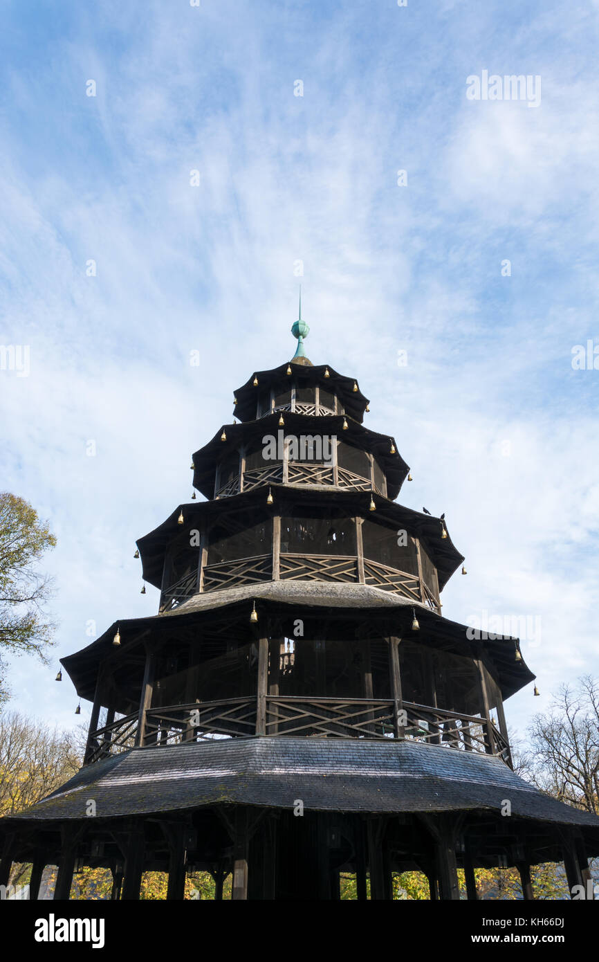 MUNICH, GERMANY November 3, 2017 The Chinese Tower in the Englischer