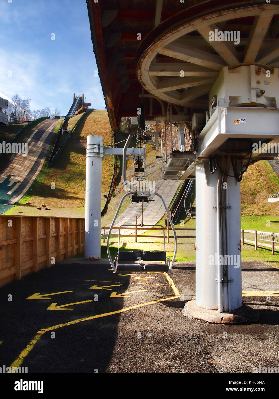 Lake Placid, New York, USA. November 4, 2017. Ski lift at the Olympic