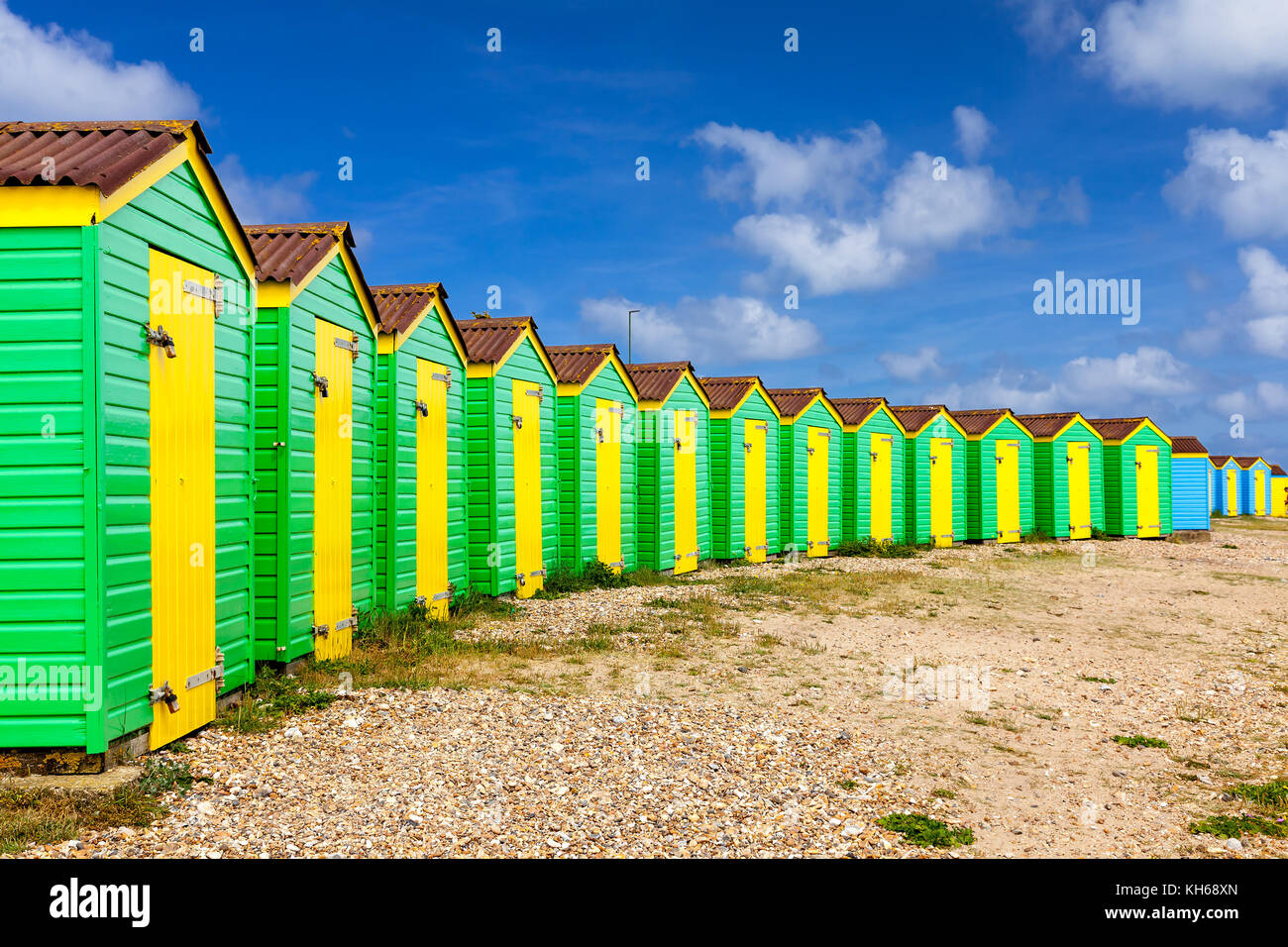 Colourful beach huts at Littlehampton West Sussex England UK Europe Stock Photo