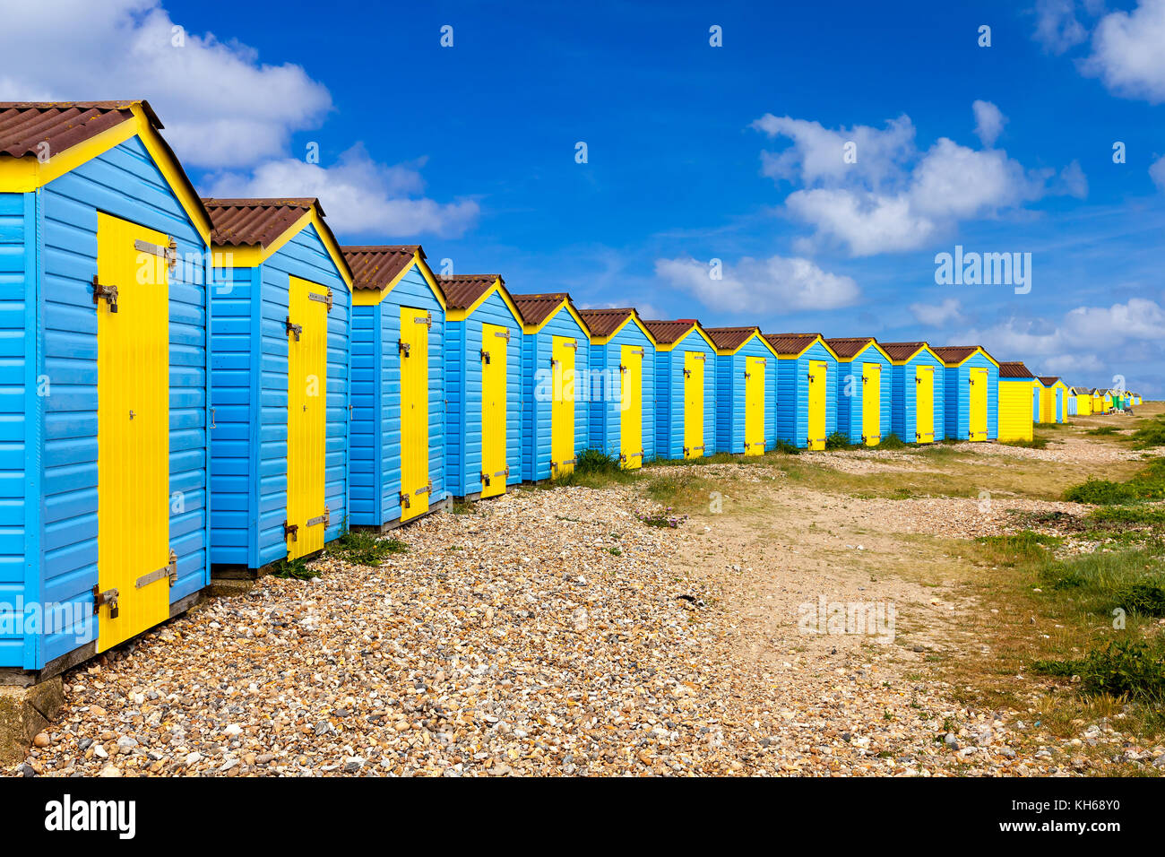 Colourful beach huts at Littlehampton West Sussex England UK Europe Stock Photo