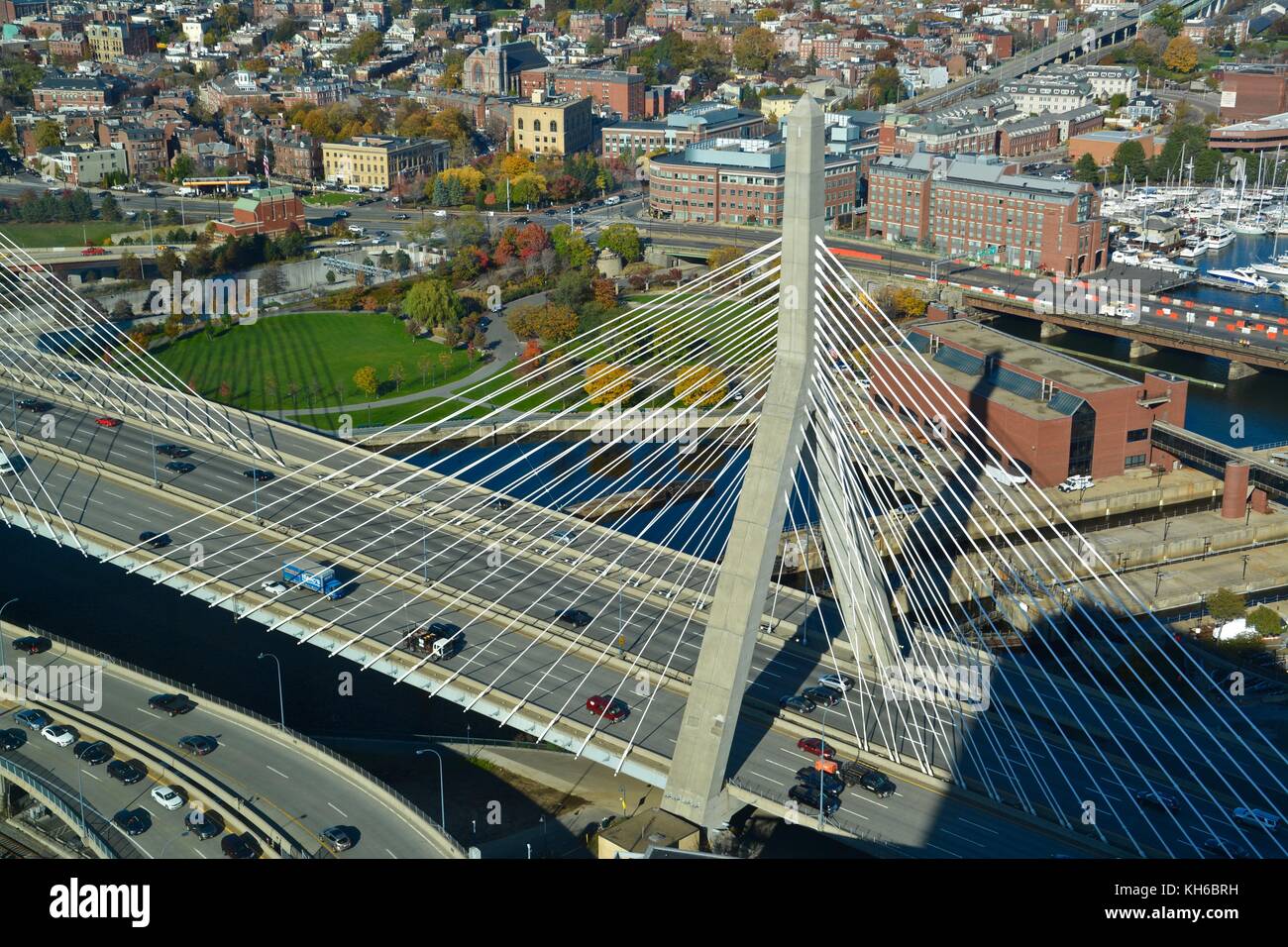 The Zakim Bridge In Boston Massachusetts Seen From Above Stock Photo The Zakim Bridge In Boston Massachusetts Seen From Above Stock Photo