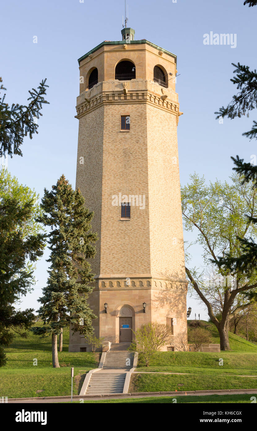 1928 octagon shaped Highland Park Water Tower in Saint Paul, Minnesota was designed by architects Clarence W. Wigington (the first African-American mu Stock Photo