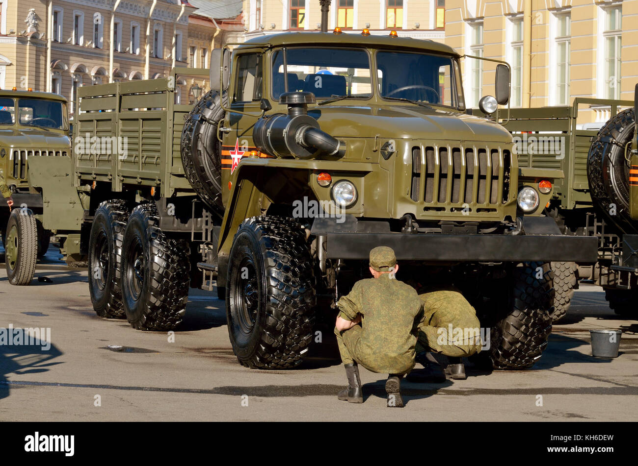 08.05.2016.Russia.Saint-Petersburg.Preparation of military equipment to the Victory parade on the ninth of may. Stock Photo